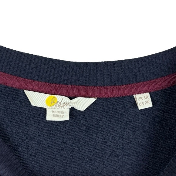 BODEN J0728 HANNAH NAVY SILVER METALLIC LEAF PULLOVER COTTON SWEATSHIRT DRESS - Picture 11 of 13